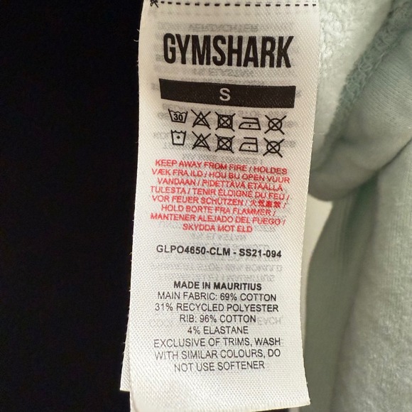 Gymshark Light Blue Cropped Hoodie Sweatshirt Long Sleeve Size S‎ - Picture 6 of 7